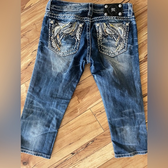 Miss Me Blue Embellished Capris - Picture 2 of 5